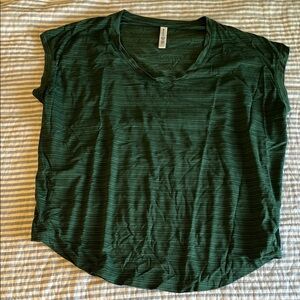 Athleta Green stripe Sleeveless Muscle Tee Relaxed Fit